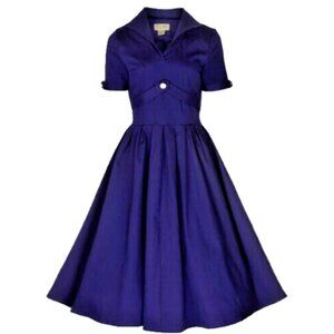 Lindy Bop Circle Skirt Dress "Claudette" Small Retro Navy Blue NWT Vintage Style
